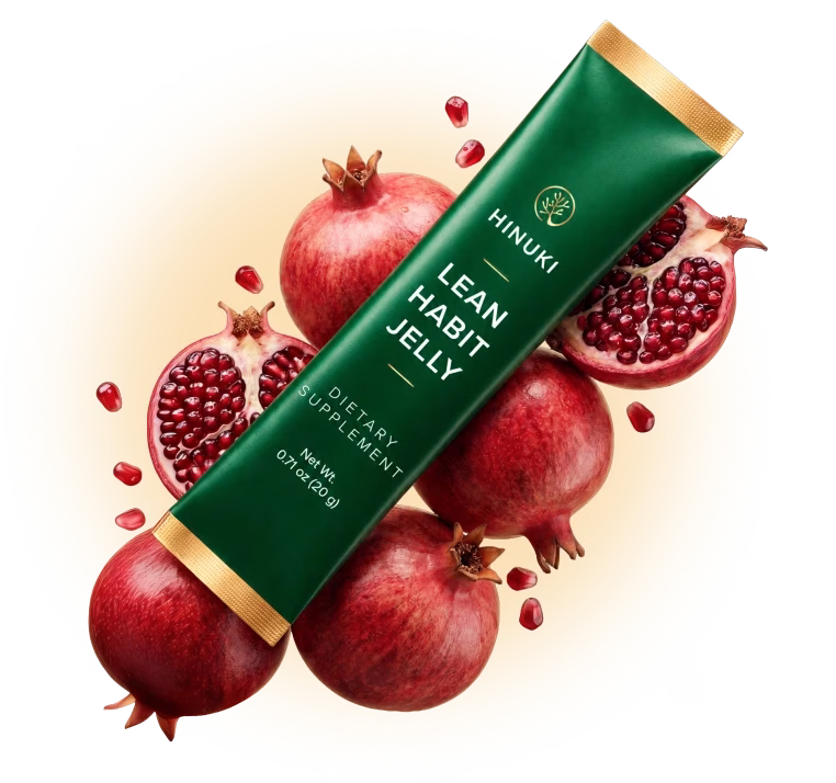Hinuki Lean Habit Jelly Produktbild: grüner Gelee-Stick mit Granatäpfeln