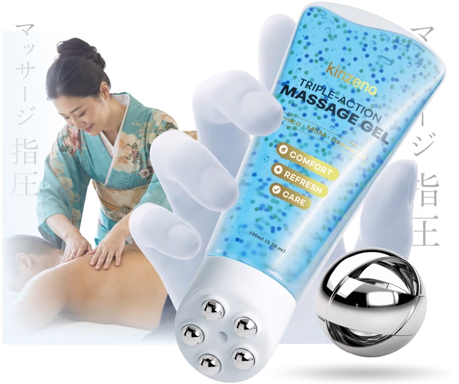 Kinzeno Anwendung: Massage am RĂŒcken mit dem Kinzeno Massage Gel Roller