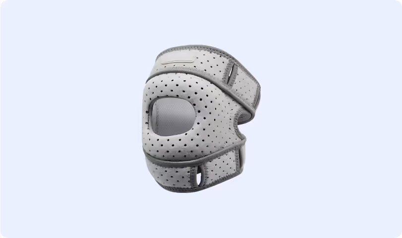 Wellnee Kniebandage Produktbild â graue Knee Sleeve mit Silikonpolster, Patella-Aussparung und Riemen